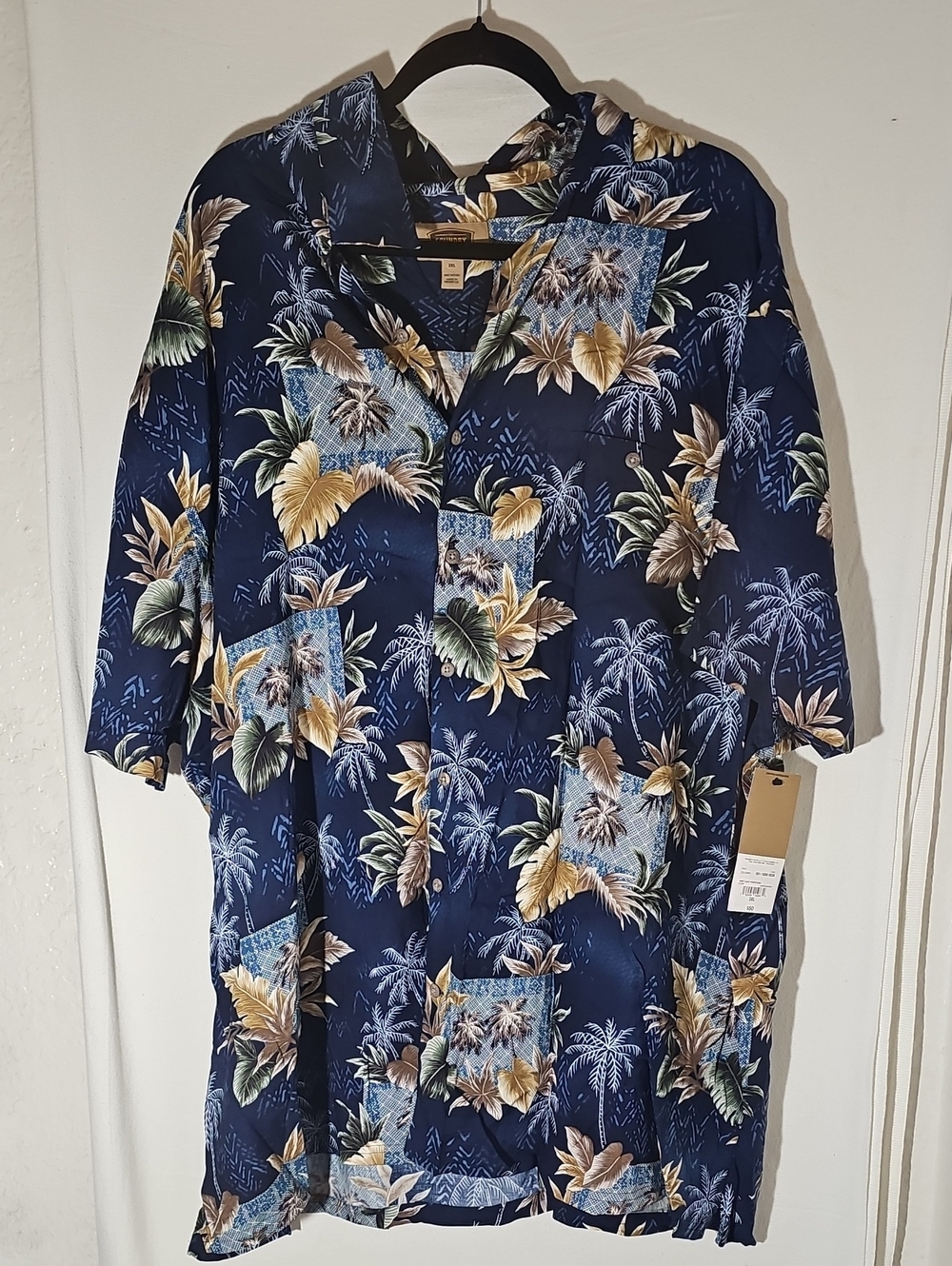 The Foundry Supply Co. Navy Tropical Floral Short-Sleeve Button Shirt